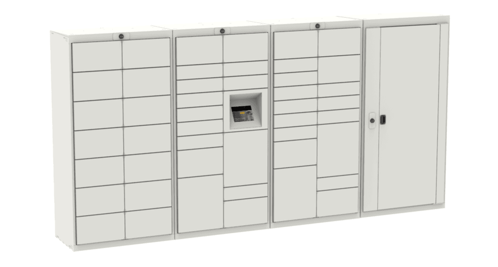 Scalable locker system to fit apartment needs.