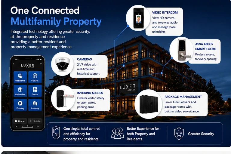 Luxer Access multifamily access control, smart locks, video, intercom, parking and package management